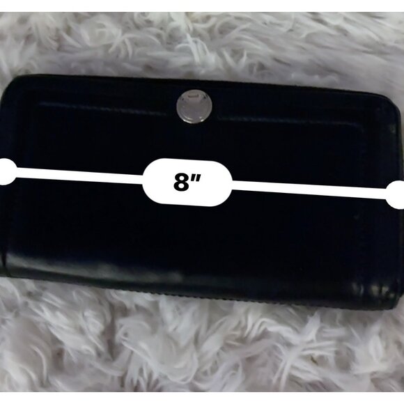 Vintage Coach Black Leather Zip Wallet Script Logo Snap Classic Chic Card Slots - Picture 15 of 16